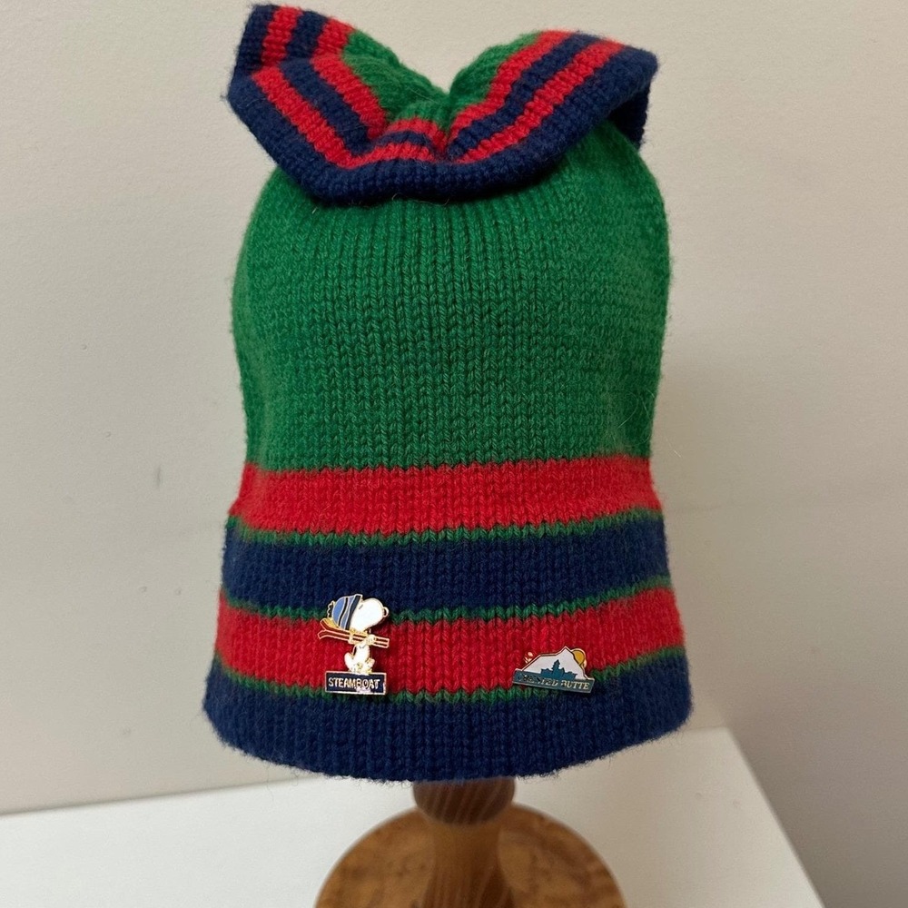 Vintage The Mountain Aspen Colorado Knit Beanie Snoopy Steamboat Crested Butte